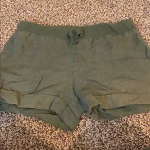Army green linen shorts